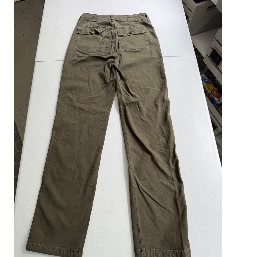 American Eagle Olive Green Utility Pants Mid-Rise Straight Leg Size 4 X-Long - Picture 10 of 12